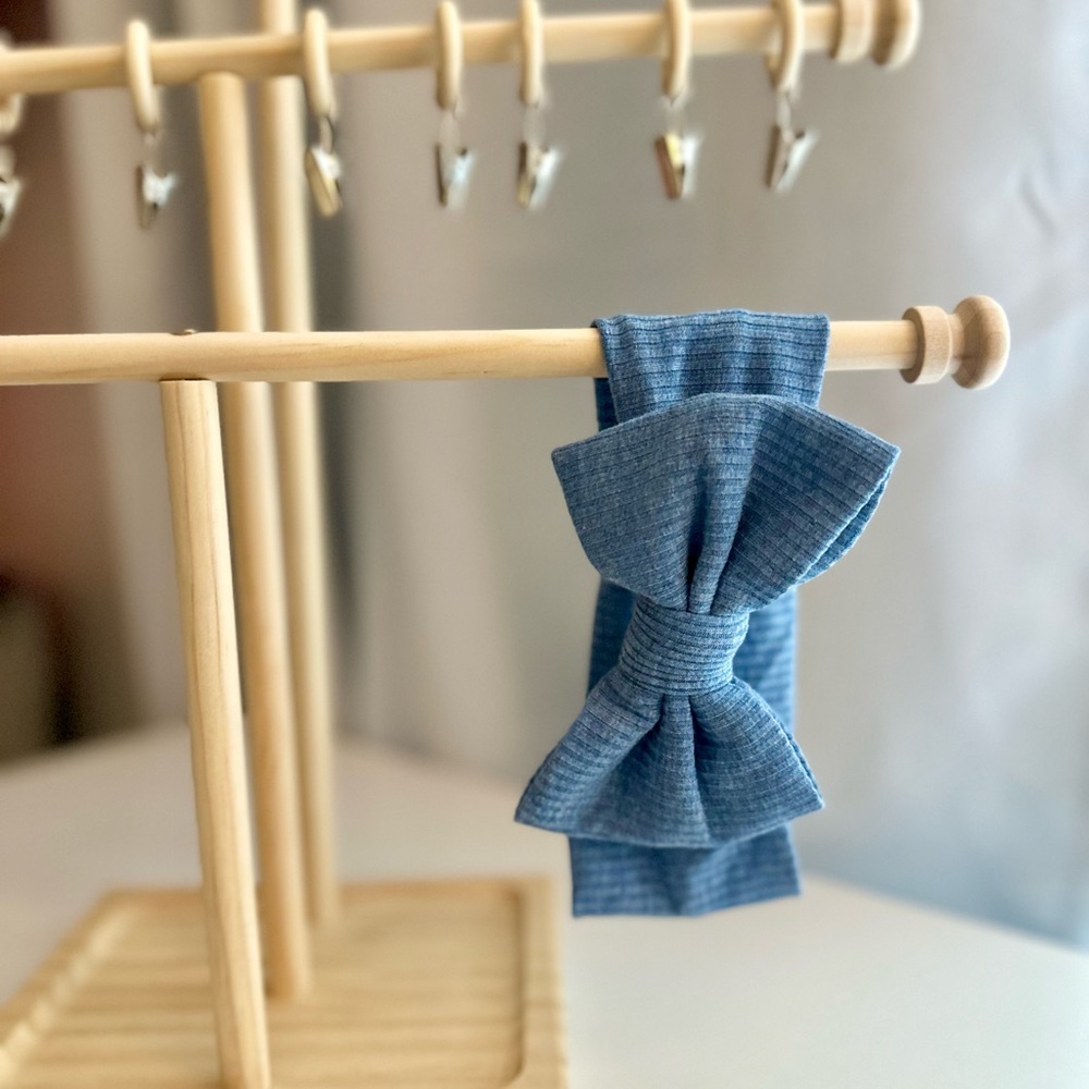 Little Sleepies Heather Dusty Indigo Luxe Hair Bow for Kids